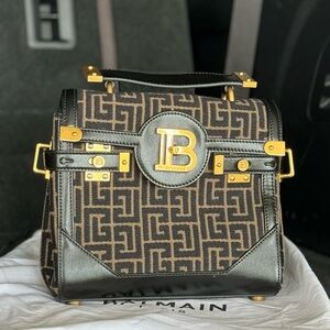 *Authentic* Balmain B-Buzz Monogram Jacquard Handbag